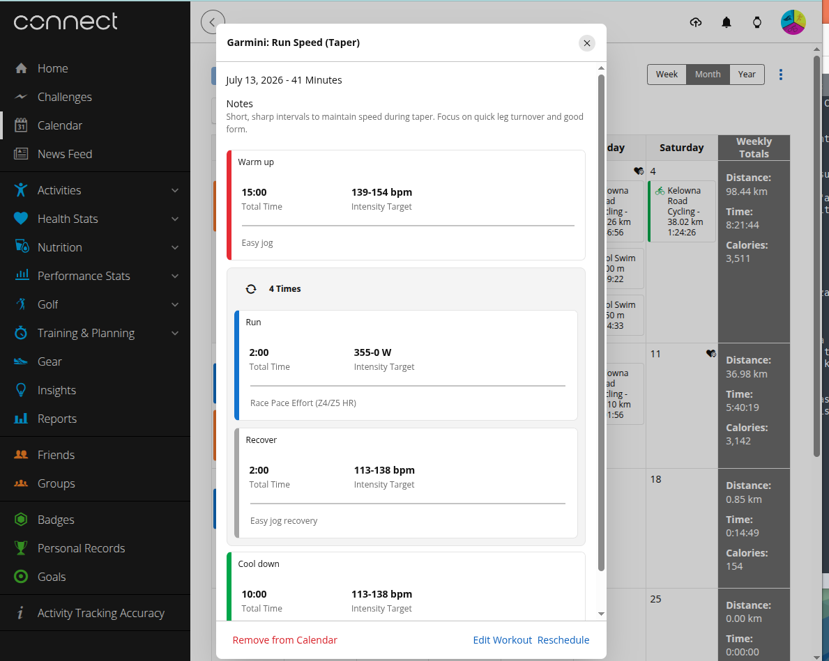 Workouts sent to your Garmin